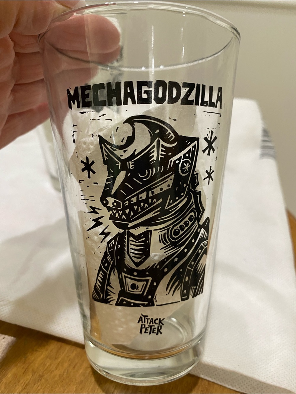 Set of 4 Godzilla Kaiju Illustration Pint Glasses - Clear with Black Artwork. - Picture 5 of 9